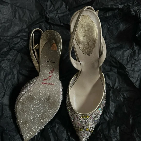 René Caovilla - Embellished Cinderella Slingback Shoes - Picture 3 of 5